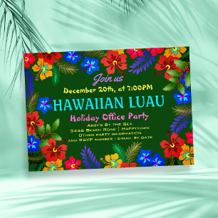 Hawaiian Luau Office Party Hibiscus Invitations