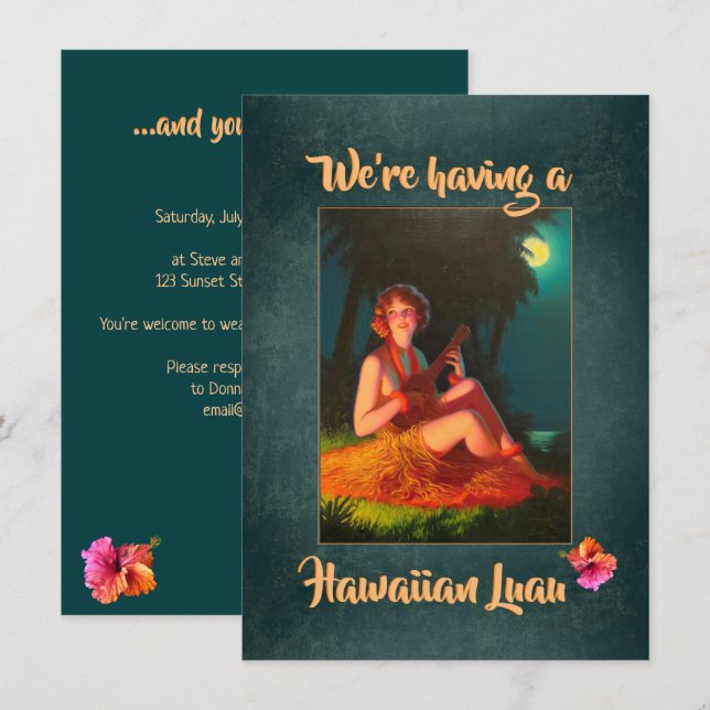 Hawaiian Luau Party Invitation (Front/Back)