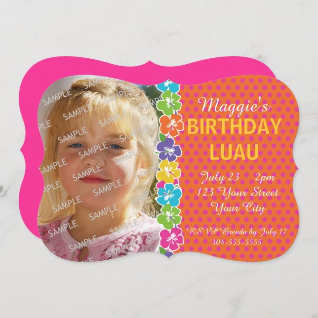 Hawaiian Luau Party Invitation (Front/Back)