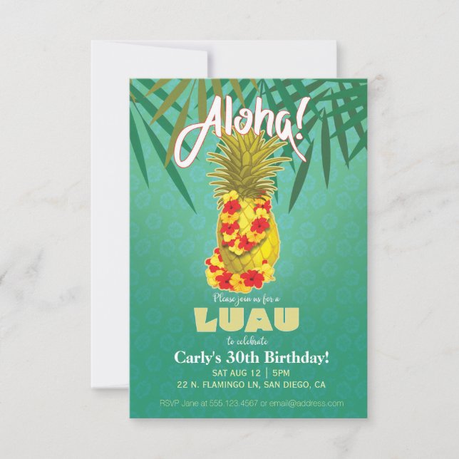Hawaiian Luau Party Invitation (Front)