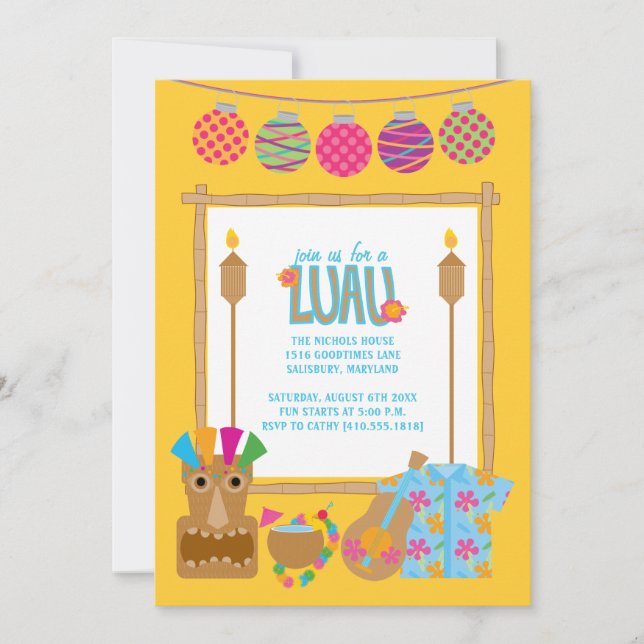 Hawaiian Luau Party Invitations (Front)