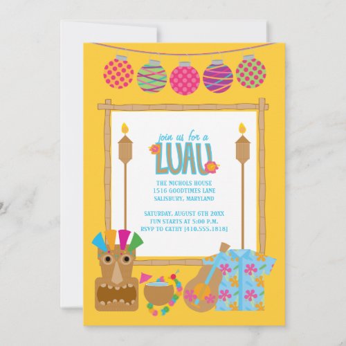 Hawaiian Luau Party Invitations