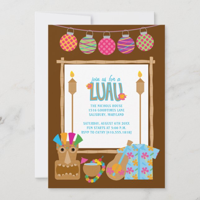 Hawaiian Luau Party Invitations (Front)