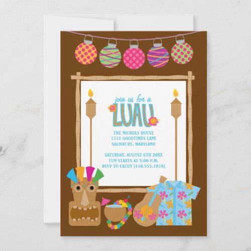 Hawaiian Luau Party Invitations