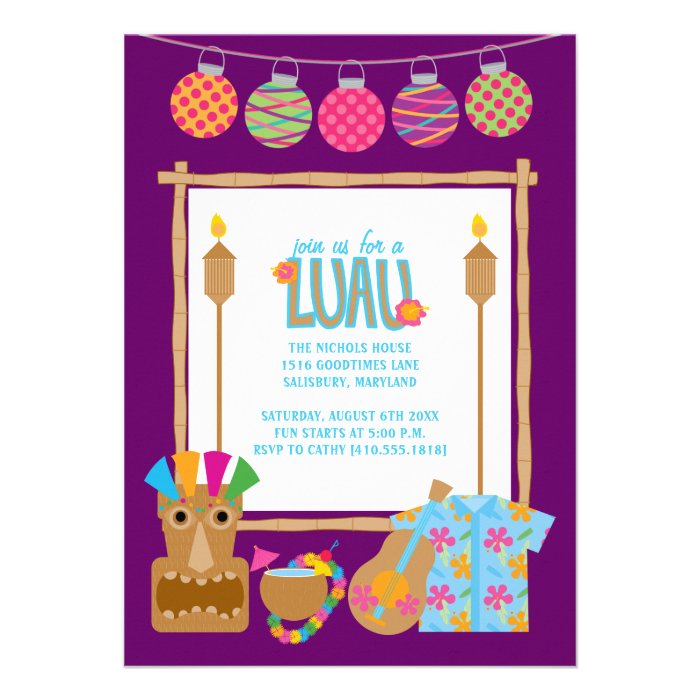 Hawaiian Luau Party Invitations