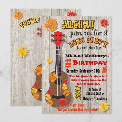 Hawaiian Luau Party Invitations