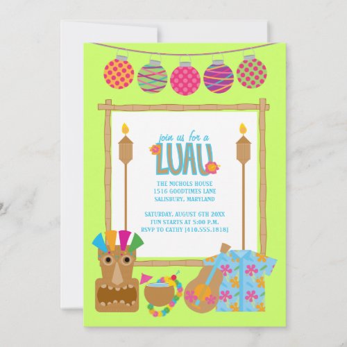 Hawaiian Luau Party Invitations