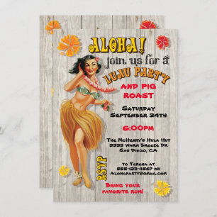 Hawaiian Luau Party Invitations
