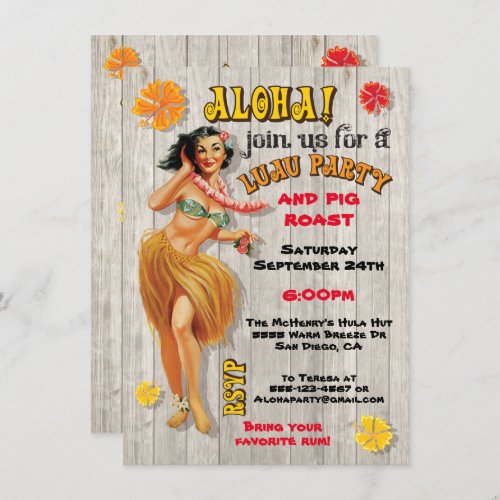 Hawaiian Luau Party Invitations