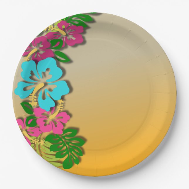 Hawaiian Luau Party Paper Plates (Front)