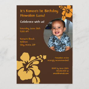 Hawaiian Luau Photo Birthday Invitation