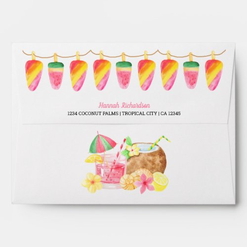 Hawaiian Luau Popsicles and Tropical Cocktails Envelope