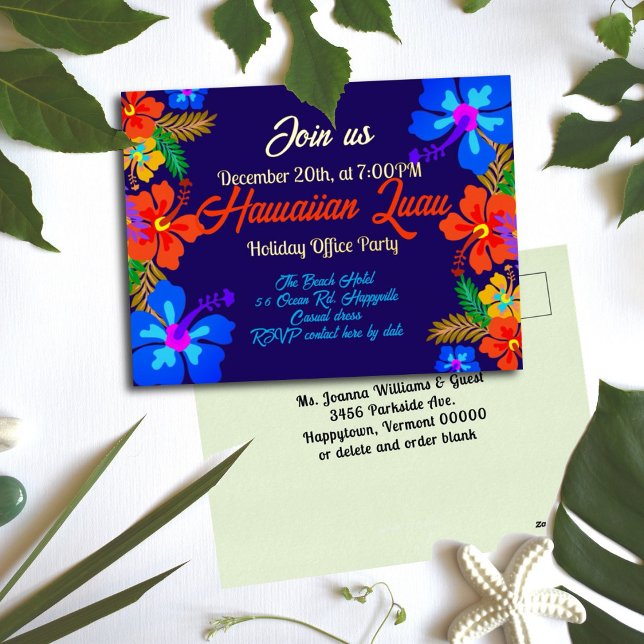 Hawaiian Luau Postcard Holiday Party Invitation (Creator Uploaded)