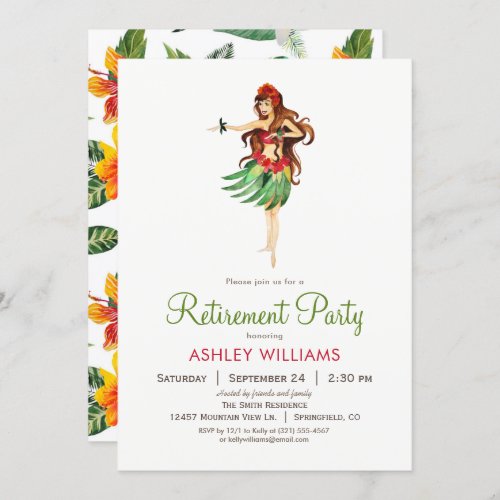 Hawaiian Luau Retirement Party Invitation