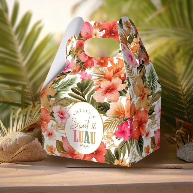 Hawaiian Luau Sweet Sixteen Floral Pattern ID1092 Favor Boxes (Creator Uploaded)