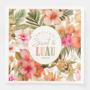 Hawaiian Luau Sweet Sixteen Floral Pattern ID1092 Paper Dinner Napkins