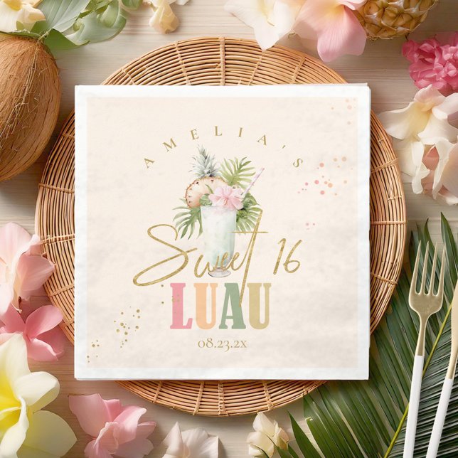 Hawaiian Luau Sweet Sixteen ID1092 Napkins (Creator Uploaded)