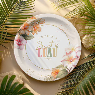 Hawaiian Luau Sweet Sixteen ID1092 Paper Plates