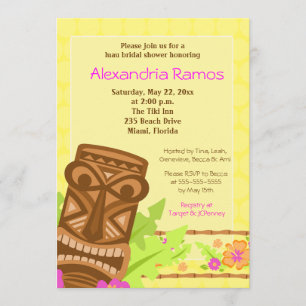 Hawaiian Luau Tiki 5x7 Bridal Shower Invite