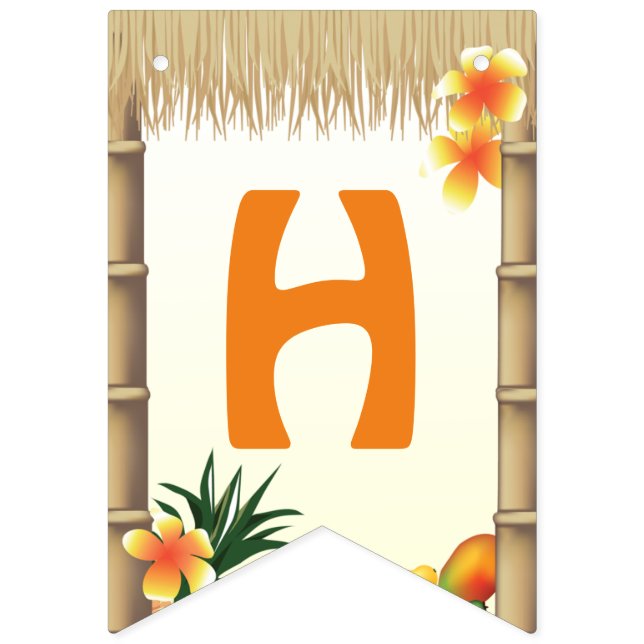 Hawaiian Luau Tiki Hut Tropical Birthday Party Bunting Flags (Second Flag)