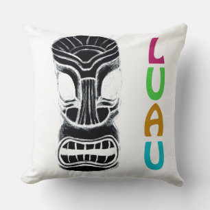 Hawaiian Luau Tiki Party Mask Throw Pillow