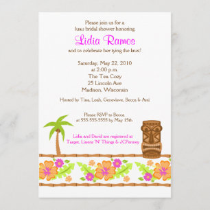 Hawaiian Luau Tropical 5x7 Bridal Shower Invite