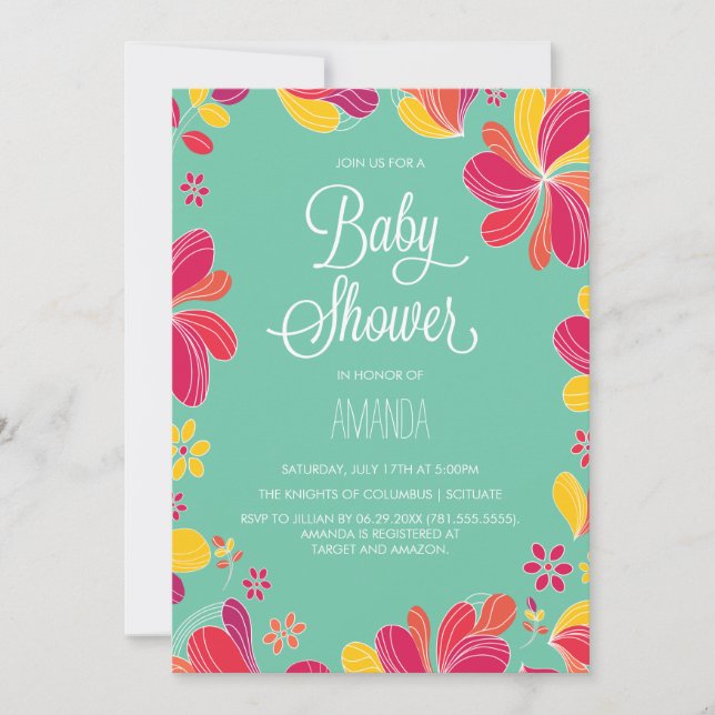 Hawaiian Luau Tropical Baby Shower Invitation (Front)