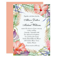 Hawaiian Luau Tropical Floral Wedding Card