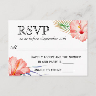 Hawaiian Luau Tropical Floral Wedding RSVP Card