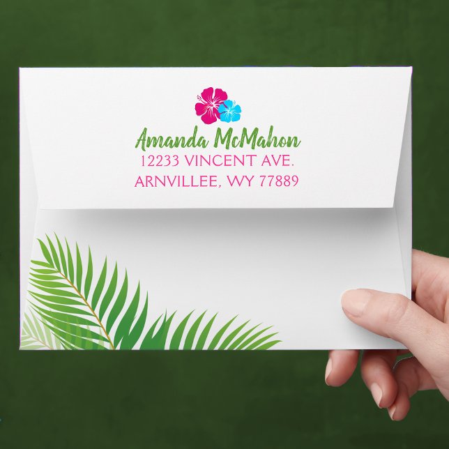  Hawaiian Luau Tropical Hibiscus Envelopes (Luau Party Envelopes)