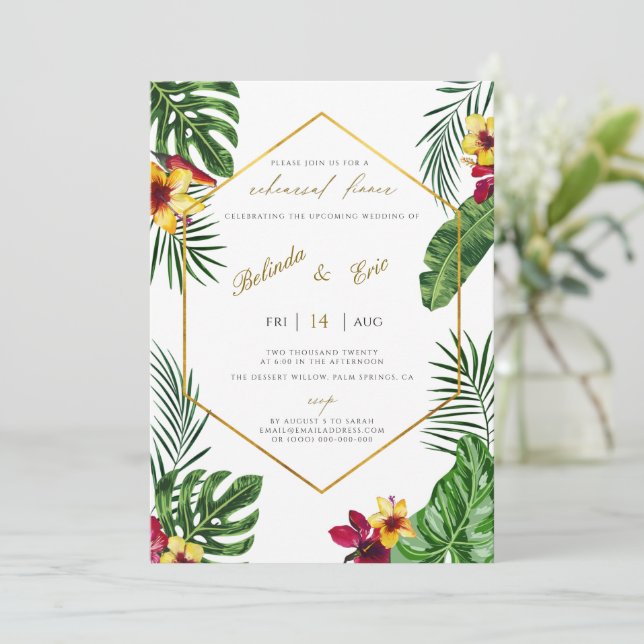 Hawaiian Luau Tropical Rehearsal Dinner Invitation (Standing Front)