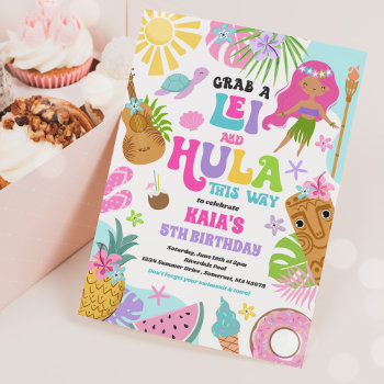 Hawaiian Luau Tropical Summer Pool Birthday Party Invitation by PixelPerfectionParty at Zazzle