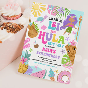 Hawaiian Luau Tropical Summer Pool Birthday Party Invitation