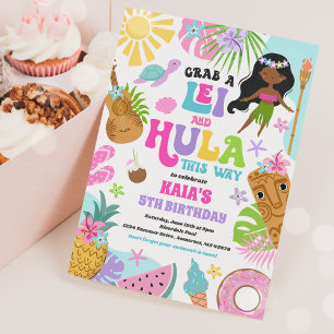 Hawaiian Luau Tropical Summer Pool Birthday Party Invitation