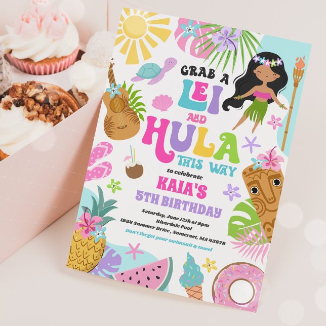 Hawaiian Luau Tropical Summer Pool Birthday Party Invitation (Creator Uploaded)