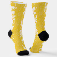 Hawaiian Luau Tropical Yellow Flowers Pattern
