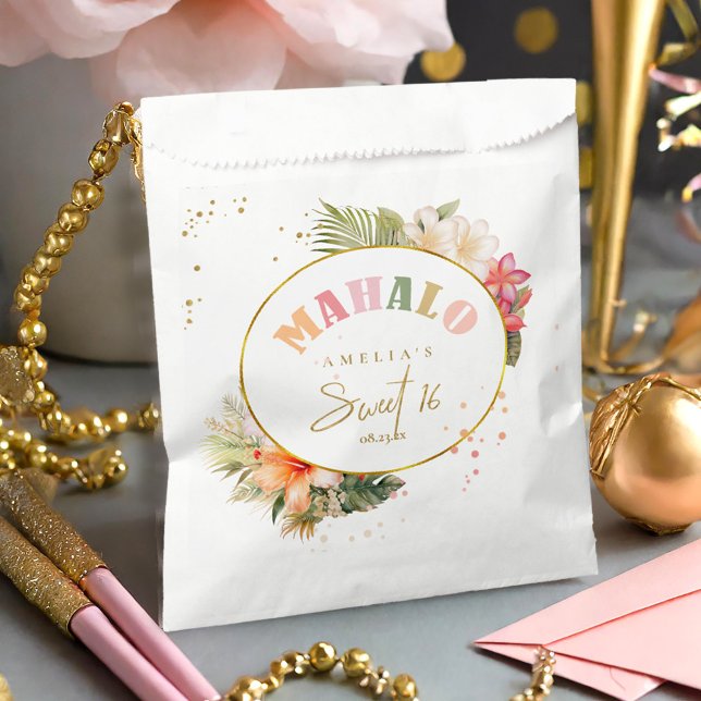 Hawaiian Mahalo Sweet Sixteen Floral  ID1092 Favor Bag (Creator Uploaded)