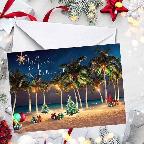 Hawaiian Mele Kalikimaka Beach Card