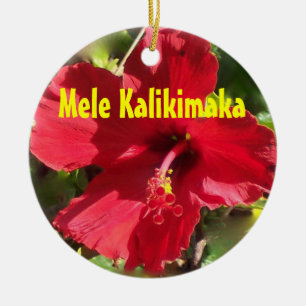 Hawaiian Mele Kalikimaka Ceramic Ornament