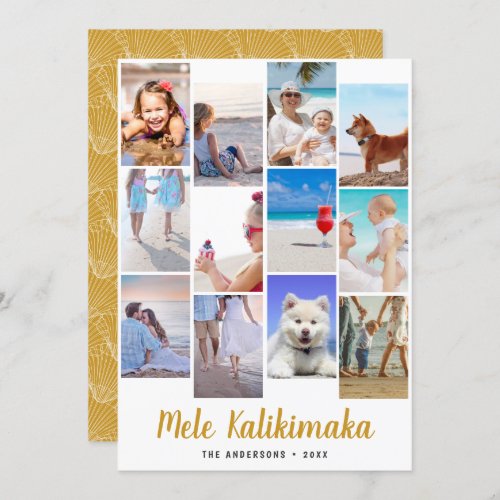 Hawaiian Mele Kalikimaka Christmas Photo Collage Holiday Card
