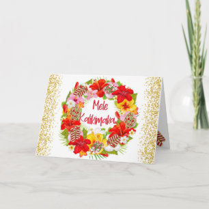 Hawaiian Mele Kalikimaka Christmas Wreath Card