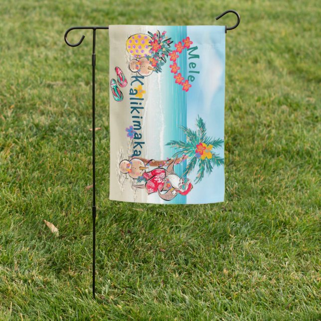 Hawaiian Mele Kalikimaka Garden Flag (In SItu)