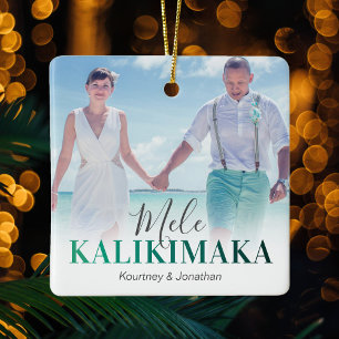Hawaiian Mele Kalikimaka Photo Ceramic Ornament