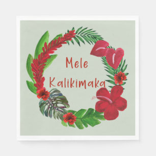 Hawaiian Mele Kalikimaka Tropical Wreath Napkins