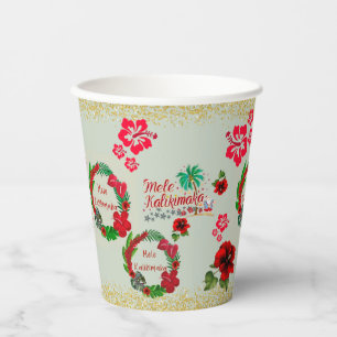 Hawaiian Mele Kalikimaka Tropical Wreath Paper Cu Paper Cups
