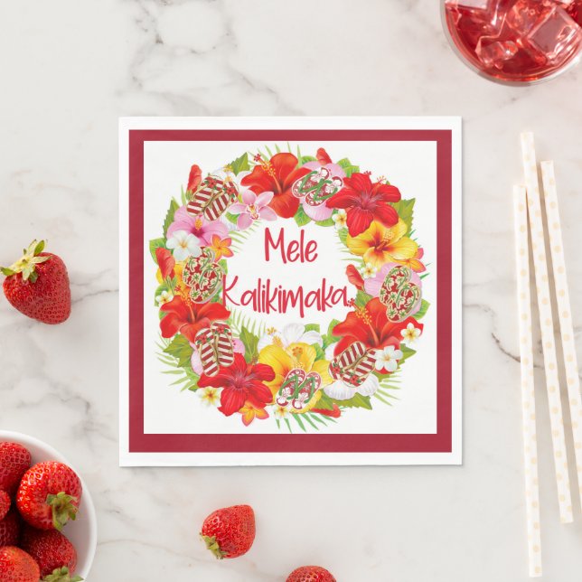 Hawaiian Mele Kalikimaka Wreath Paper Napkins (Insitu)