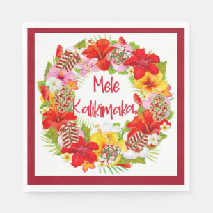 Hawaiian Mele Kalikimaka Wreath Paper Napkins