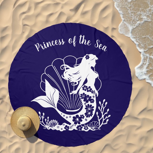 Hawaiian Mermaid Princess of the Sea-Blue Beach Towel (Beach)