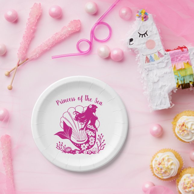 Hawaiian Mermaid-Princess of the Sea Paper Plates (Party)