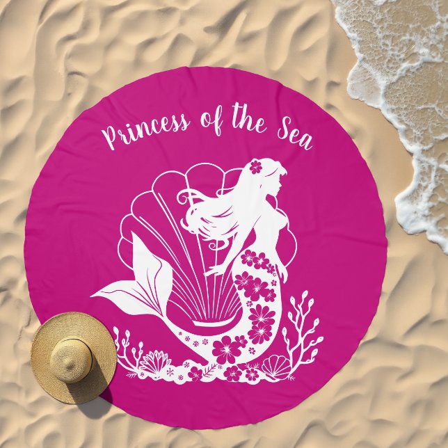 Hawaiian Mermaid Princess of the Sea-Pink Beach Towel (Beach)